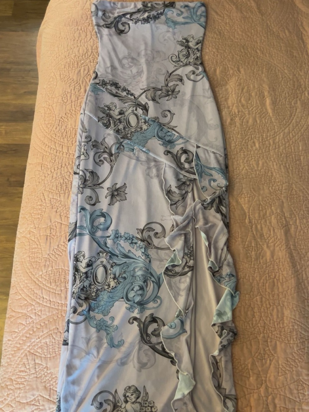 Windsor Lavender and Black Printed Strapless Dress
